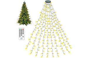litogo Christmas Tree Lights 400 LED Mains Powered, Warm White Xmas String Lighting 2m*16 Lines for 5-9ft Christmas Tree, Easy to Install Fairy Lights Decoration for Indoor/Outdoor