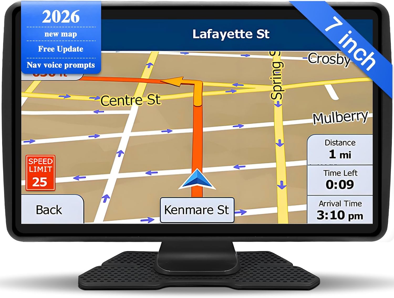 Sat Nav for Car/Truck/HGV - 7 Inch GPS Navigation UK 2025 with Lifetime Free Maps Updates, Real Voice Guidance, Speed Camera Alerts, Postcode Search & Lane Assist
