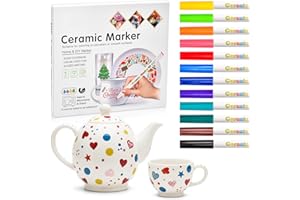 XULIERUX Pennarelli Acrilici per Dipingere, Set da 12 Colori per Ceramica, Pennarelli Indelebili Resistenti alla Lavastoviglie, Perfetti per Decorare Porcellane