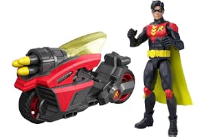 Mattel DC Premier Robin-figur 16,5 cm med motorcykel | Motorcykel med missilavfyrning, exklusiv Robin-dekor, Batlink-modulfun
