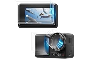 Simpeak 4 Set Schutzglas Kompatibel mit DJI Osmo Action 4, Objektivschutz Vorder Displayschutzfolie Rückseite Schutzfolie Combo Zubehör, 9H Hartglas Temperat Glas Folie Kratzfest Bläschenfrei