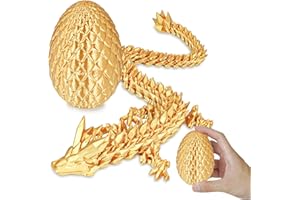 BALKWAN Surprise Dragon Egg with Dragon Inside – Gifts for Kids and Adults, 3D Printed Fidget Toy, Ideal for Christmas, Easter, Birthdays, Fun Desk Décor and Stress Relief(Gold, Small)