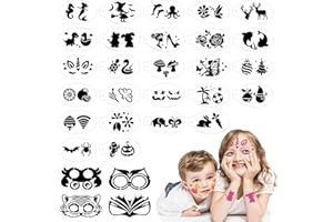 SRIZIAN 30 Stück Gesichtsmalerei Schablonen, Wiederverwendbare Gesichtsfarbe Schablonen, Tattoo-Schablonen für Gesicht und Körper, Kinder Party Urlaub Halloween Make-up