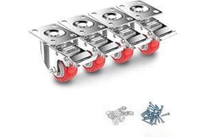 Deutnart Möbelrollen 38mm Lenkrollen mit Bremsen, [4 Stk bis 200kg] Schwerlastrollen Set Leise Schwenkrollen Polyurethan Transportrollen Räder für Möbel ohne Spuren Rollen für Palettenmöbel