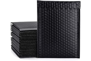 M7 PACKAGING Bubble Mailers 100 Pack, Metallic Foil Bubble Mailer Waterproof Self Seal Shipping Gold Silver Black or Pink, Padded Envelopes for Mailing Packaging (Black, 120x165mm)