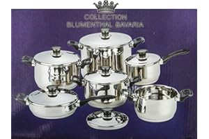 Euroricami Viterbo BATTERIA DI PENTOLE BAVARIA 12 PEZZI IN ACCIAIO INOX 18/10