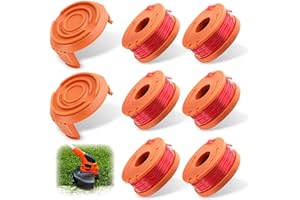 BAUBARE 8 Pezzi Filo Tagliabordi Bobine WA0004.1/WA0010 Adatto per Worx Tagliabordi, Bobine di ricambio Ø1.65mm e 3.0m per tagliabordi, Bobina per Decespugliatore Compatibile con Worx (6 bobine + 2 cappucci)