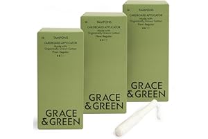 GRACE AND GREEN Grace & Green 48 Sustainable Applicator Tampons - Regular Size | Cardboard Biodegradable Applicator | Eco-Friendly Period Protection | Biodegradable Packaging | B-Corp Certified | Safe & Sustainable