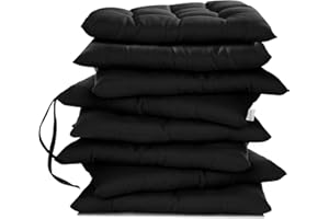 Lavea® Coussins de Chaise 40x40 cm – Lot de 8 avec Attaches – Confortables et lavables pour intérieur, extérieur - pour Jardin, Balcon, terrasse et Cuisine - Noir