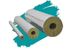SCORPROTECT Guscio tubolare rivestito in alluminio per tubi isolanti in lana roccia 0.040 W/MK (lana di pietra, 48 x 40 mm x 1 metro)