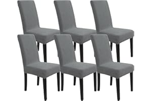 YSTELLAA Coprisedie Con Schienale 6 Pezzi, Copri Sedia Da Cucina, Coprisedia Elasticizzati, Copri Sedie Soggiorno, Universali Coprisedie Antigraffio Gatto, Fodera Sedia Da Pranzo, Grigio Chiaro
