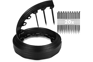 GARDENIX Flexible Rasenkante Kunststoff - Wetterbeständige Rasenabgrenzung Beeteinfassung Rund - Blumenbeet Umrandung - Schwarz, 10 m, 20 Erdanker, 6 cm Höhe