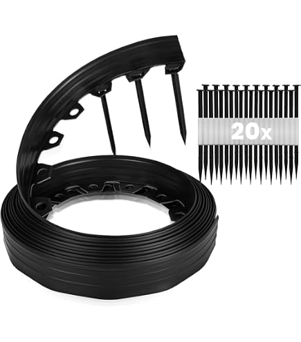 Bordure De Pelouse Souple 30m X 5cm - Plastique, Avec 150 Ancres + Gants