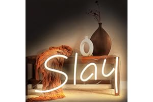jklitio Warm White Slay Neon Sign Light - LED Neon Sign for Wall Decor, USB Powered Neon Light with Dimmer for Bedroom, Preppy Office, Bar, Ideal Congrats Birthday Gifts for Women, Girls