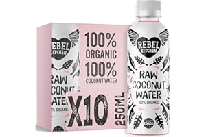 REBEL KITCHEN | Raw Organic Coconut Water | From Young Green Coconuts | No Added Sugar, Preservative-Free | Low Calorie Natural Hydration | 10 x 250ml