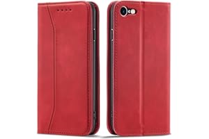 OKZone Kompatibel mit iPhone 6S / iPhone 6 (4,7 Zoll) Hülle, Magnet Leder Tasche Handyhülle, Kartenfächer Schutzhülle, [Premium PU Leder] Flip Klappbare Stoßfeste Magnetische Standfunktion (Rot)