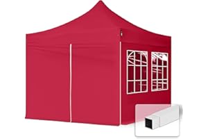 TOOLPORT 3x3m Pavillon Faltpavillon Klappzelt inkl. 4 Seitenteile Stahl Faltzelt Garten Partyzelt rot