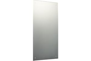 REFLEX SALES AND MARKETING LTD 90 x 45cm Rectangle Bathroom Mirror with Drilled Holes & Chrome Cap Wall Hanging Fixing Kit
