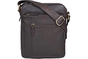 STILORD 'Diego' Bandolera Vintage Hombre Cuero Auténtico Bolso Hombre Bandolera Pequeña de Piel Para iPad 9.7 Pulgadas y Documentos A5