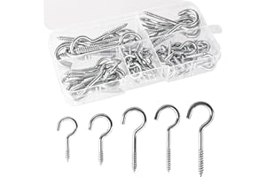 WEFINEST 75 Stück Haken zum Schrauben Klein, Multi-Size Schraubhaken Silber, Einschraubbare Schraubhaken Edelstahl, Deckenhaken für Wände, Hakenschrauben Zum Aufhängen von Gegenständen, Wand-Wäscheleine