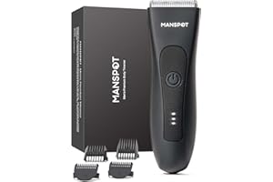 MANSPOT Afeitadora Corporal Masculina, Depiladora Corporal Hombre Electrica con Cuchilla de Cerámica Desmontable y Protección IPX7, Rasuradora Hombre Recargable USB para Cuerpo, Zona Intima, Genitales