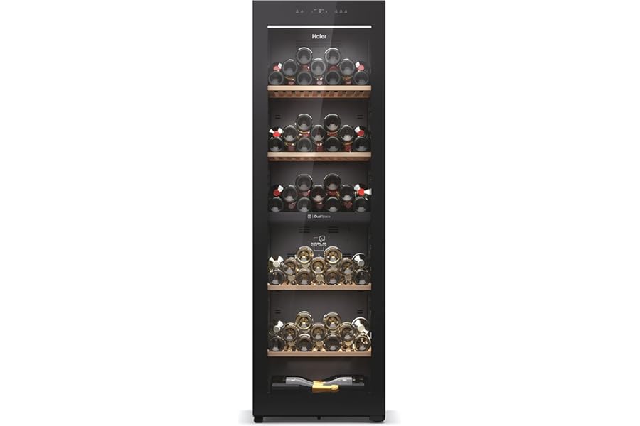 Haier, Wine Cellar, Wine Bank 60 Series 7, 236 bottles, 35 dB, Connected, Anti-UV Glass, Double Zone, Black, HxWxD 190x59.7x71.5 cm - HWS236GDEH1