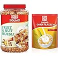 Amazon Brand Solimo - Fruit and Nut Muesli 1kg & Amazon Brand Solimo - Corn Flakes 875g