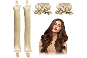 RHHGHY 2 Stück Bun Bons, Haar Locken Ohne Hitze, Heatless Curls Band, Lockenwickler Über Nacht, Haarband Locken Über Nacht, Overnight Curls, Haarnudel Groß Dickes Haar, Lockenwickler Ohne Hitze (Beige, L)