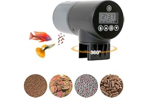 Sneta Comedero automático para acuario, distribuidores de comida para peces y tortugas con pantalla LCD, capacidad de depósito de 200 ml, ajuste del tiempo de alimentación