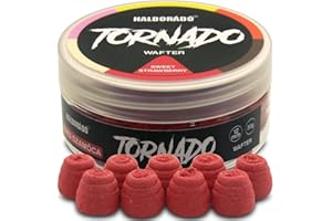 Haldorado Tornado Smoking or Bleeding Pellet Boilie Bait, Wafters for Carp Fishing, Special Shape, 100% Biodegradable,12 mm wide and 11 mm long, Sweet Strawberry
