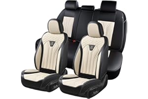 ‎FLORICH FLORICH Autositzbezüge Leder, Vorder- und Rücksitzbezüge, 5 Stück, komplettes Set, universell passend für die meisten Autos, Limousinen, SUVs und LKWs, Schwarz & Weiß