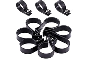 Hilitchi 60 Stück Kunststoff-Kabelschellen R-Typ, Schraubbefestigung, Kabelclips mit Schrauben für Kabel-Management, Kabelkanal (1,27 cm, schwarz)