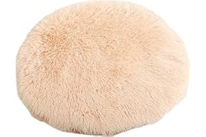 RICHRAIN Katzenkissen Rund,Plüschkissen für Katzen und Hunde, rund, warme Matte, weich und bequem, für Wohnzimmer (Beige, S 37CM)