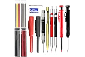 ‎FLINTRONIC flintronic Tieflochmarker Bleistift Set, 14er-Set Zimmermannsbleistifte mit 40 Minen, Bleistift Baustelle, Zimmermannsbleistift mit Etui, Robuster Konstruktionsbleistift für Architekten