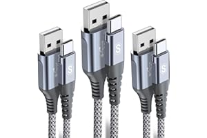 sweguard Cable USB C [3Pack 1M+2M+3 m] 3.1A Cargador USB Tipo C Carga Rápida y Sincronización de Datos para i phone 16 15 Pro Max,Samsung S24/S23/S22/S21/S20/S10/Note 20,A72 A71, Hua wei, Xiaomi,LG