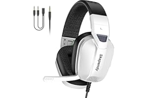 Skapendy VK80 Cuffie gaming per Xbox, Ps5, PC, Ps4, Switch, Cuffie Gamer Cancellazione del Rumore, Suono Atereo 3D, Cuffie con Microfono, bianco