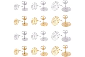 ‎UNICRAFTALE UNICRAFTALE 24Pcs 3 Größen Flache Runde Ohrstecker 304 Edelstahl Ohrstecker Mit Loch 2 Farben DIY Ohrringe Zubehör Metall Ohrring Selber Machen Set Für Damen Ohrringe Schmuckherstellung Basteln