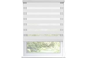 IN NICE Estores Enrollabre Dia y Noche 120x180cm - Estor sin latadro con Carcasa de Antipolvo - Estor para Ventana, Pared y Techo - Blanco