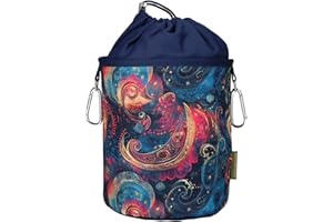 bellaCott Sac à Pinces à Linge Portable Paisley – Ø18 x 31 cm, 100% Coton, avec Cordon et mousquetons, Sac de Rangement pour la Maison, Le Jardin et Le Camping