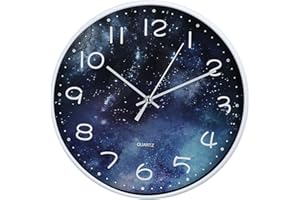 ACCSHINE Wanduhr Ohne TickgeräUsche Lautlos Modern Groß Batterie Betriebene Wanduhr Einfach zu Lesen für Zimmer Zuhause KüChe Schlafzimmer BüRo Schule (Sternen Blau)