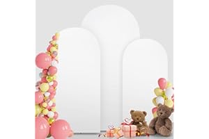 MEKOTRIN Wedding Arch Cover Set of 3 High Elasticity Thicken Arch Backdrop Cover for Wedding Baby Shower Birthday Party Round Top Chiara Arch Cover 4ft 5ft 6ft 7 Colors(White)