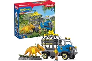‎SCHLEICH SCHLEICH Dinosaurs | Dinosaurier Truck Mission 42565 | Spielset mit Dino Figur, Ranger, Truck und viel Zubehör | tolles Geschenk für Kinder | Dinosaurier Spielzeug ab 4 Jahren | Set aus 43 Teilen