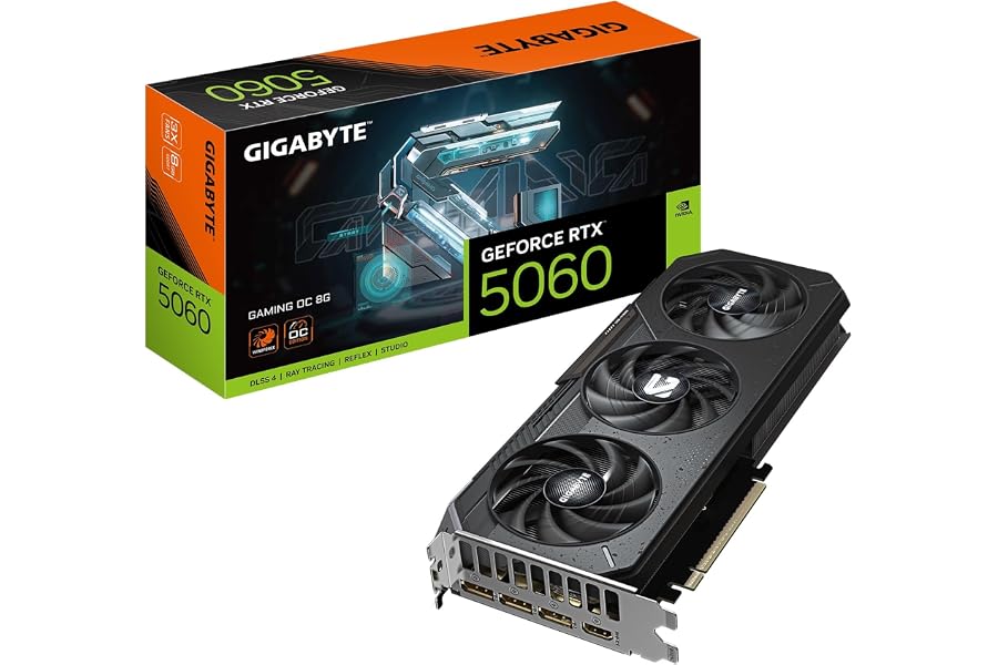 Amazon listing image: GIGABYTE GeForce RTX 5060 Gaming OC 8G Graphics Card,8GB 128-bit GDDR7, PCIe 5.0, WINDFORCE…