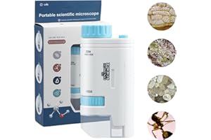 DOEDOEFONG Microscope Portable, 200x Microscopes De Poche Avec Éclairage LED Cadeaux éducatifs Enfants Et Étudiants Exploration pour Observation De La Nature Et Des Insectes En Plein Air