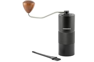 Hanseküche Moulin à café manuel, de qualité supérieure, en acier inoxydable, avec degré de mouture réglable, accessoire professionnel pour grains de café, moulin à café manuel (noir)