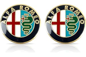 LLTSNT Auto Emblèmes pour Alfa Romeo Giulietta Spider Mito 147 156 159 166 GT Stelvio Giulia Dorato,74 mm,Logo Insigne Emblème Autocollant Décalcomanies D'insigne Capot Décoratif Badge Tronc Logo
