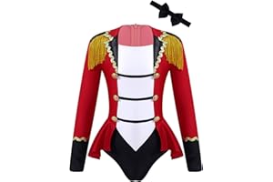 Manyakai Kids Girls Ringmaster Circus Costume Halloween Party Dance Leotard Performance Dress Festival Dancewear