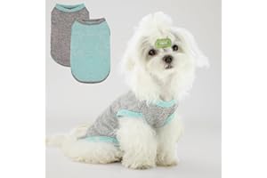 VIVI BEAR 2 Pièces Protection Solaire Chemise pour Chien à séchage Rapide T-Shirts Doux et Extensibles pour Chien Débardeur Sportif sans Manches pour Chiens de Petite et Moyenne, Gris+Bleu, M