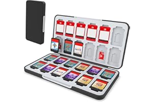 HEIYING Game Card Case for Nintendo Switch 2/ Switch OLED / Lite,Portable Black Switch 2 Game Holder with 24 Game Card Slots and 24 Micro SD Cards Slots