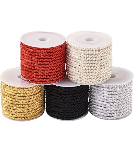 2 Rouleaux De Cordon Torsadé Décoratif 5 Mm - 18 M Chaque, Noir Et Blanc, Pour Décoration Intérieure Et DIY